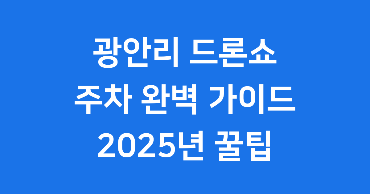 광안리 드론쇼 주차 2025년 완벽 안내 꿀팁