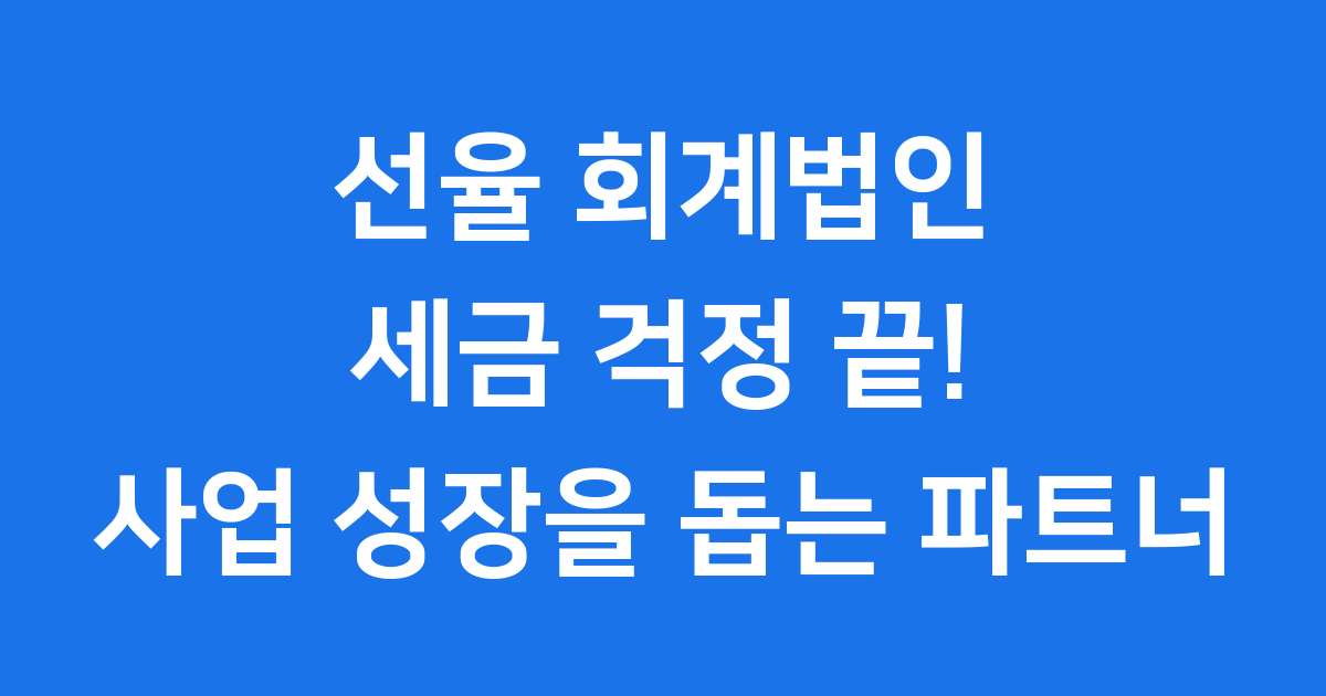 선율 회계법인, 우리 회사 세금 걱정 끝!