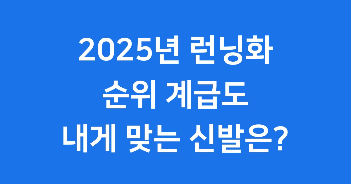 2025 런닝화 순위 계급도 완벽 가이드