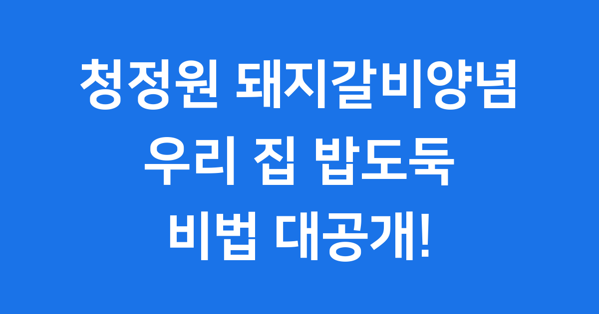 청정원 돼지갈비양념 가격 용량 구매팁