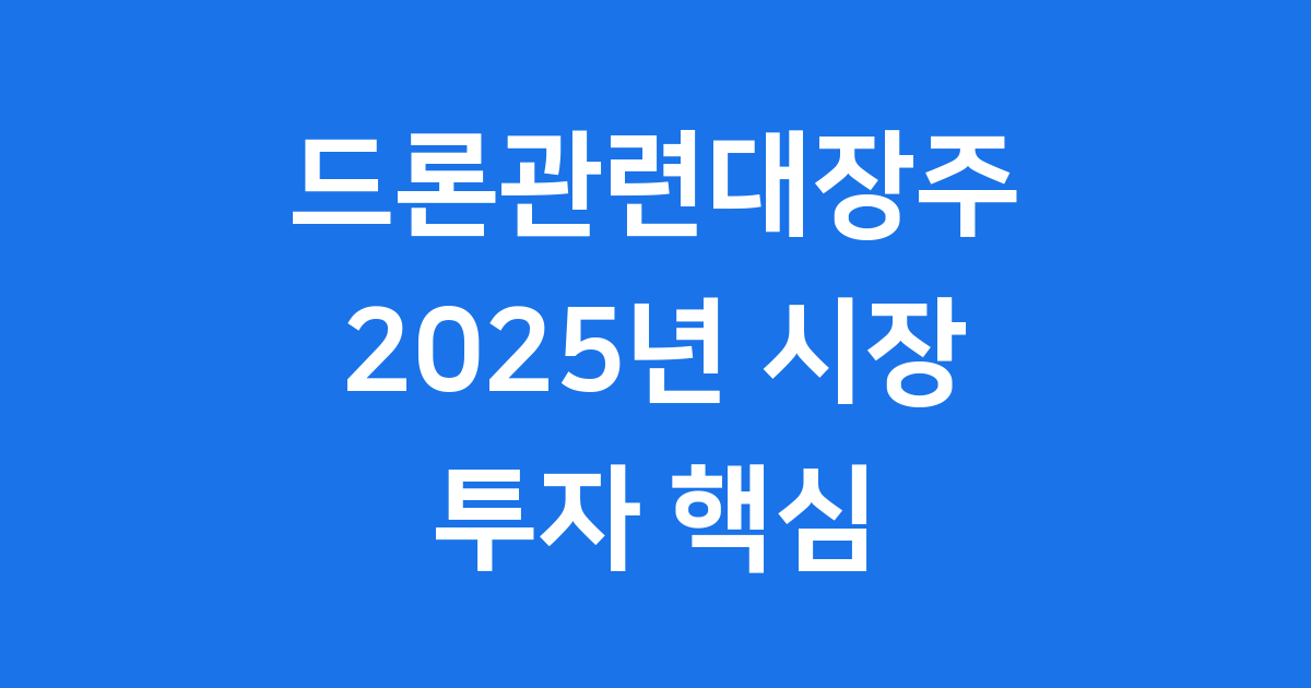 드론관련대장주 2025년 시장 전망 투자 핵심