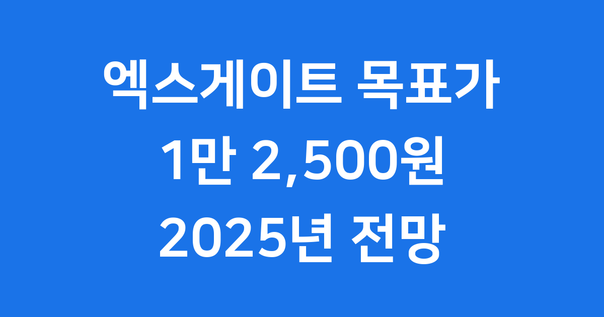 엑스게이트 목표가 1.25만원 2025년 강세 장 전망