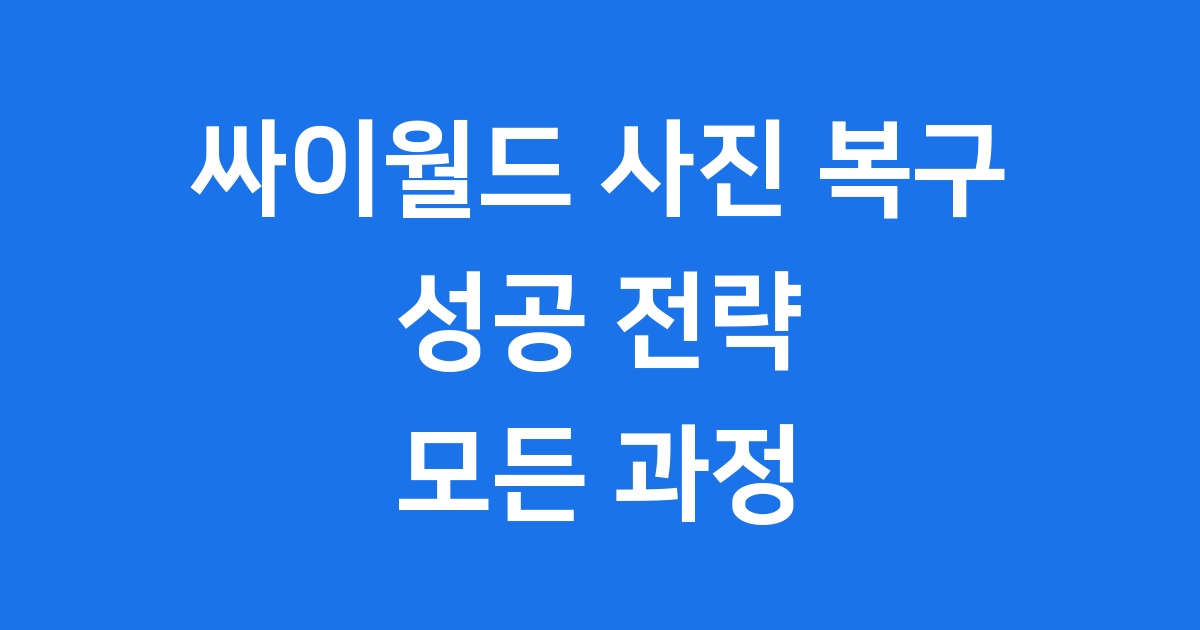 싸이월드 사진 복구 성공 전략 모든 과정 상세 안내