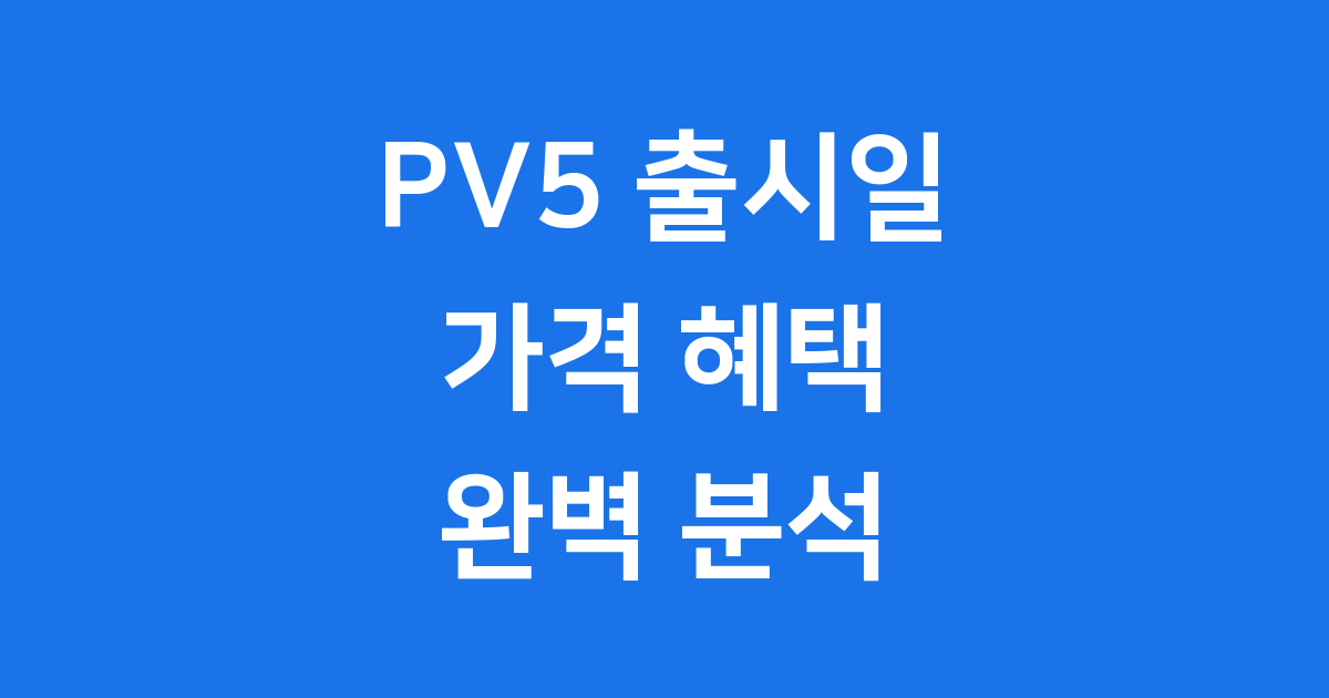 PV5 출시일 가격 보조금 완벽 분석