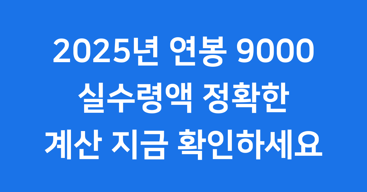 연봉 9000 실수령액 2025년 최신 계산