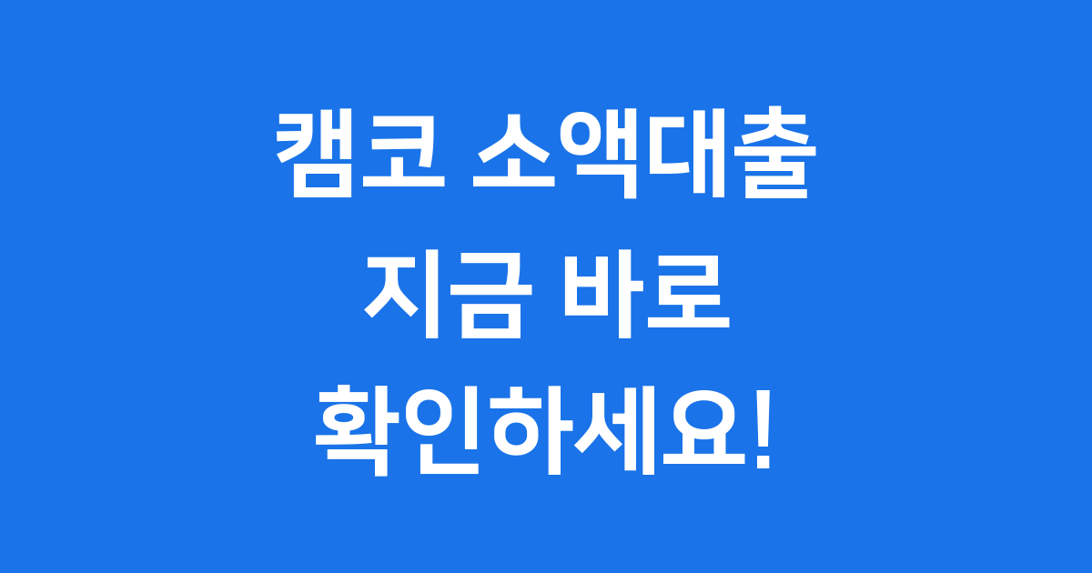 캠코 소액대출 어렵게 생각 마세요 신청 방법부터 자격까지 쉽게 알아봐요