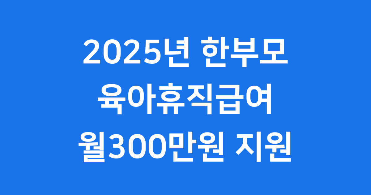 한부모 육아휴직급여 2025년 월300만원 신청