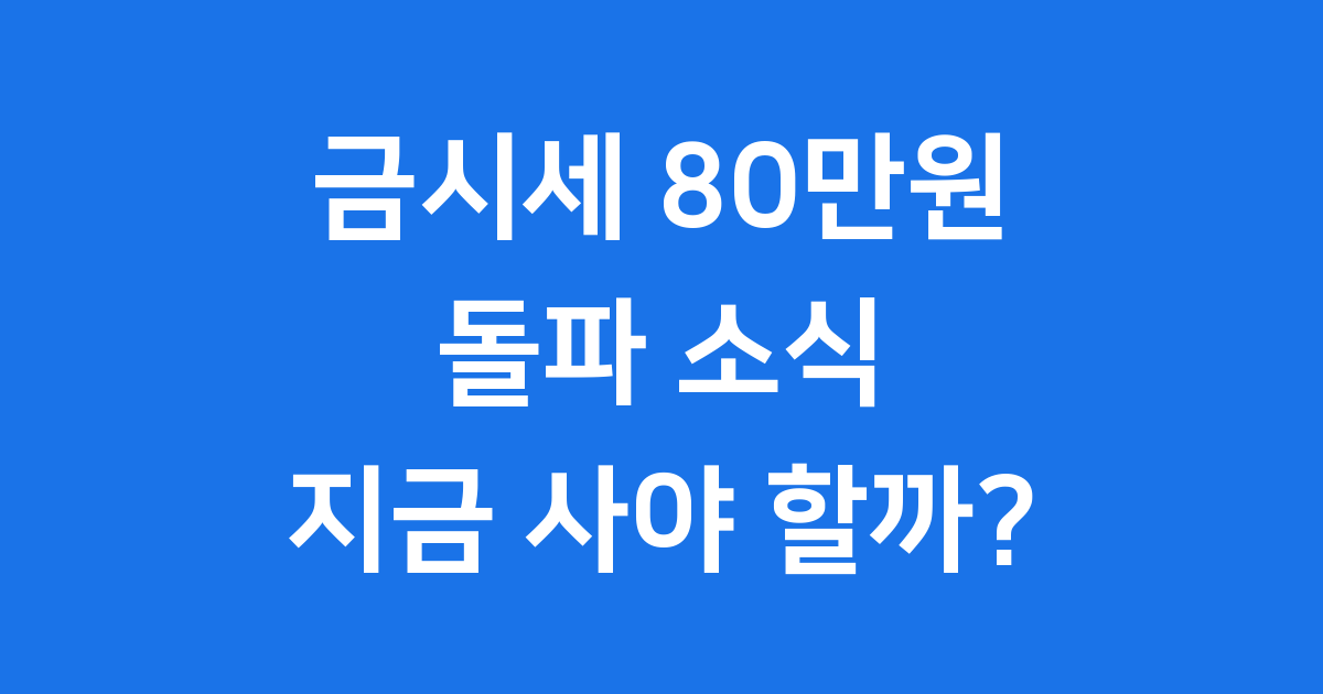 금시세 80만원 돌파, 지금 금 투자해도 될까요?