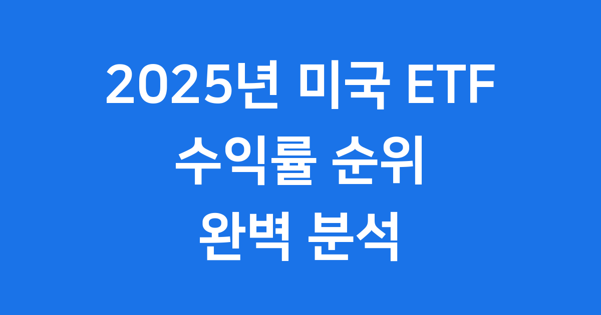 미국 ETF 수익률 순위 2025 투자 전략