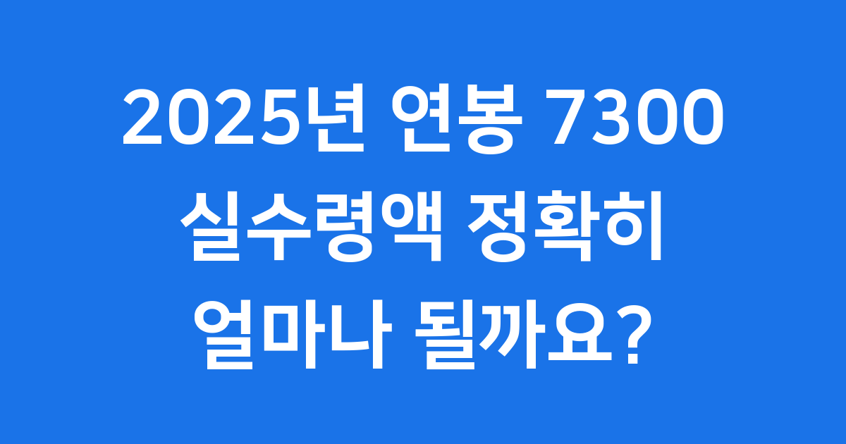 2025년 연봉 7300 실수령액, 얼마나 받을까요?