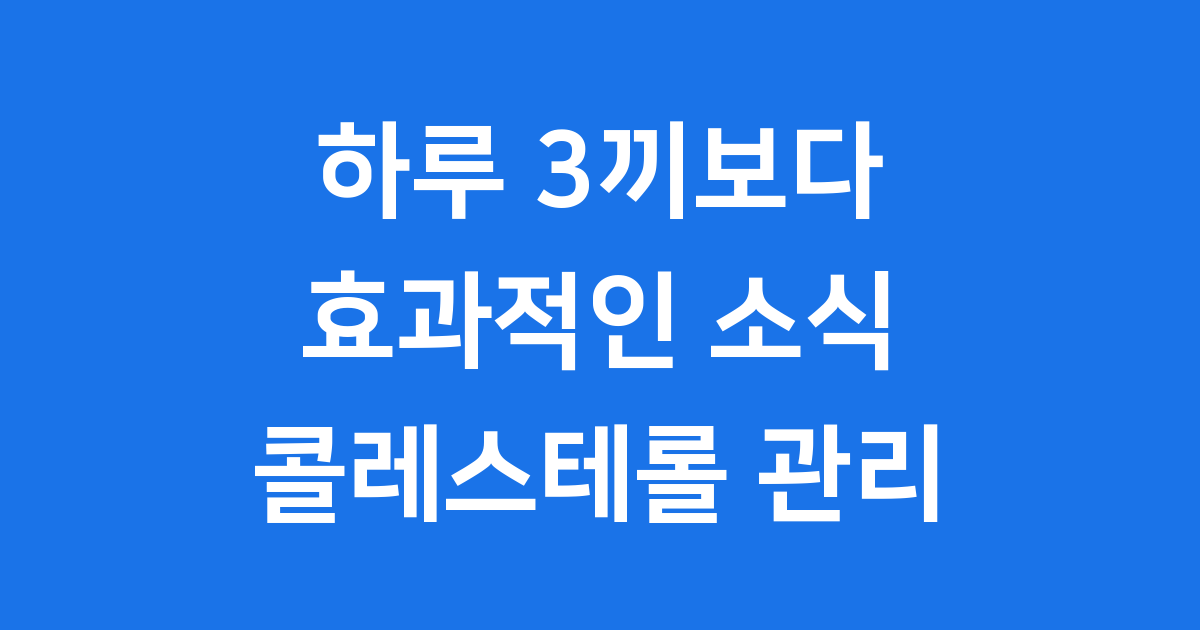 하루 3끼보다 효과적인 소식(小食) 식사법