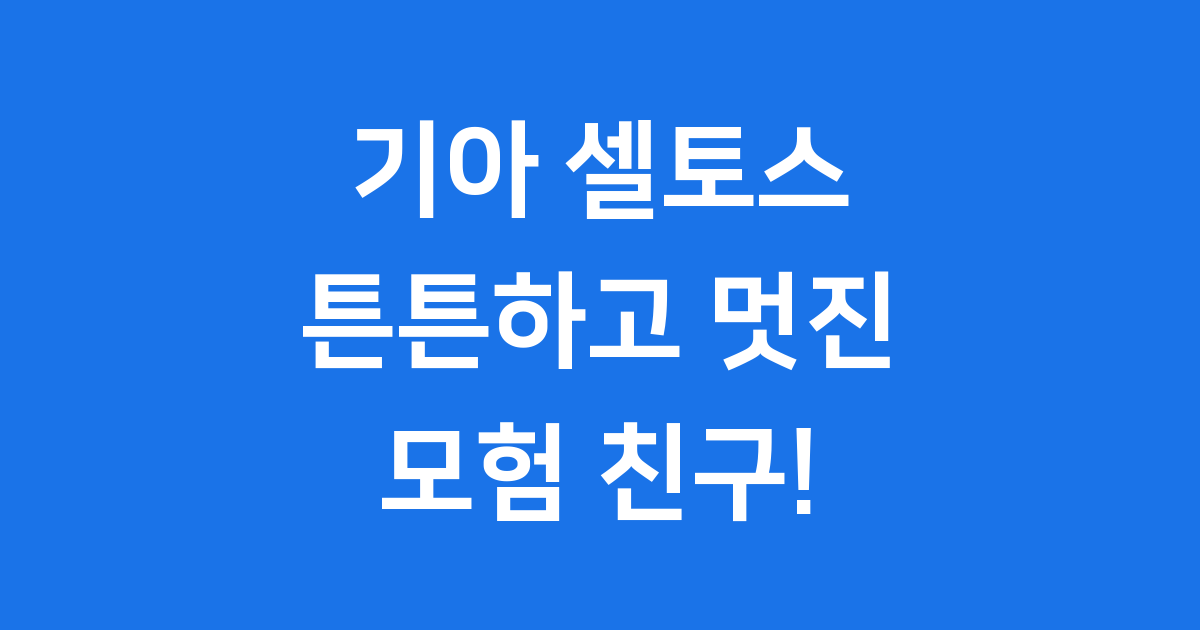 기아 셀토스: 우리 가족 튼튼하고 멋진 모험 친구!