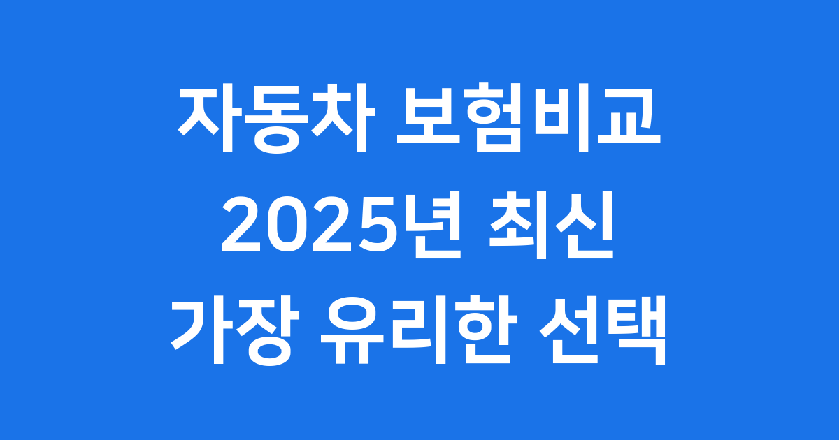 자동차 보험비교 2025년 가장 유리한 선택