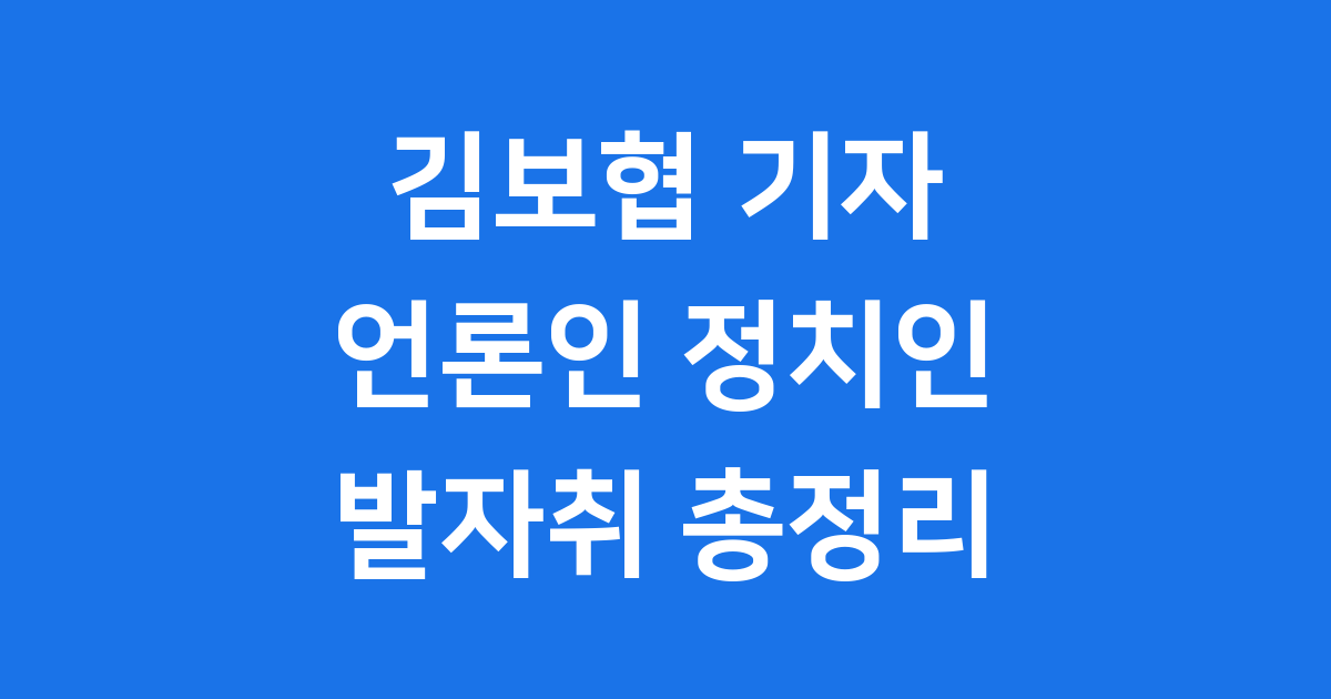 김보협 기자: 언론인에서 정치인까지, 그의 발자취는?