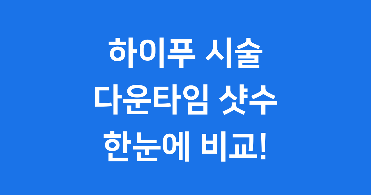하이푸 다운타임 시술 샷수 비용 비교