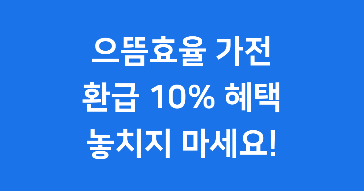 2025년 으뜸효율 가전 10% 환급 필수서류와 신청 꿀팁
