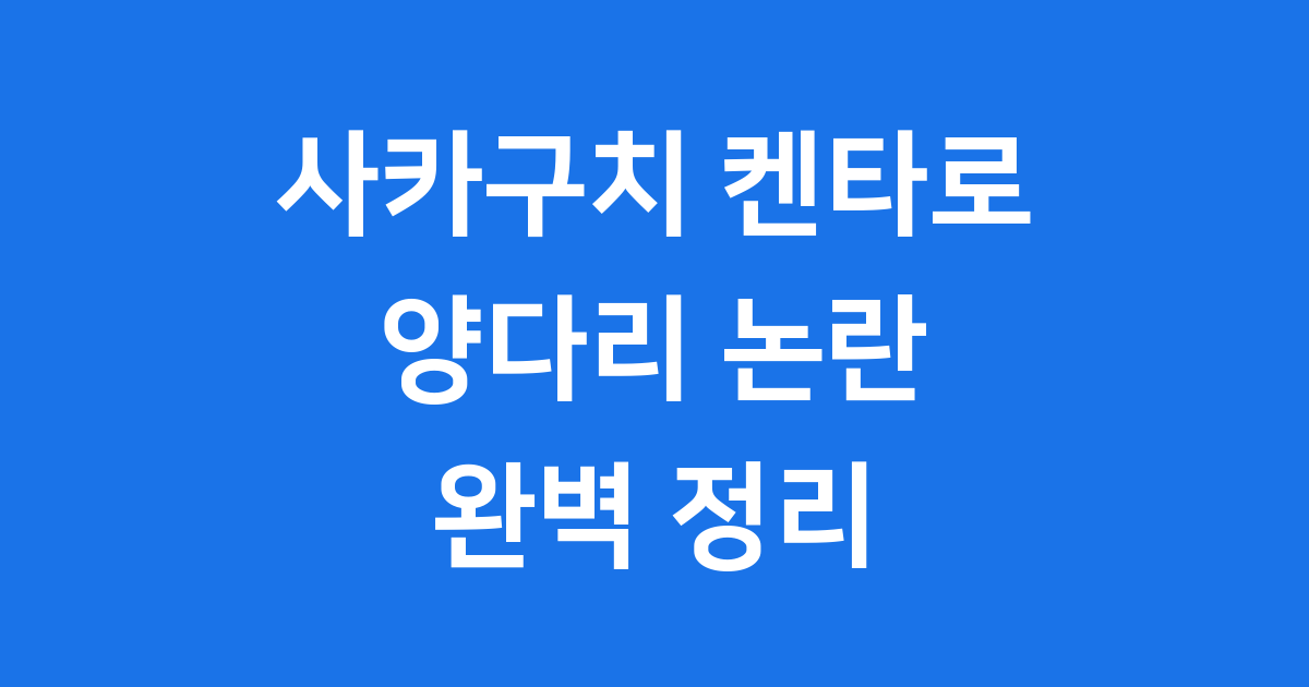 사카구치 켄타로 논란 공식 입장 활동 변화