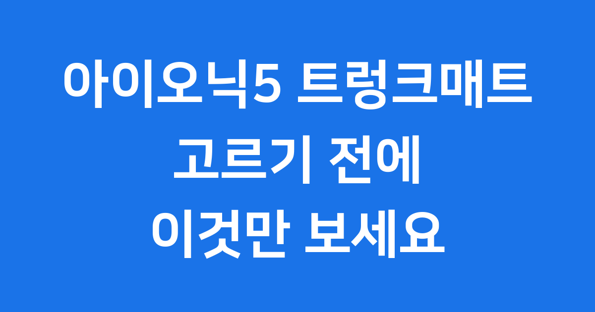 아이오닉5 트렁크매트 똑똑하게 고르기