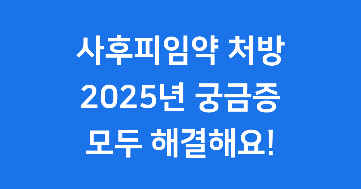 사후피임약 처방 2025년 방법 비용