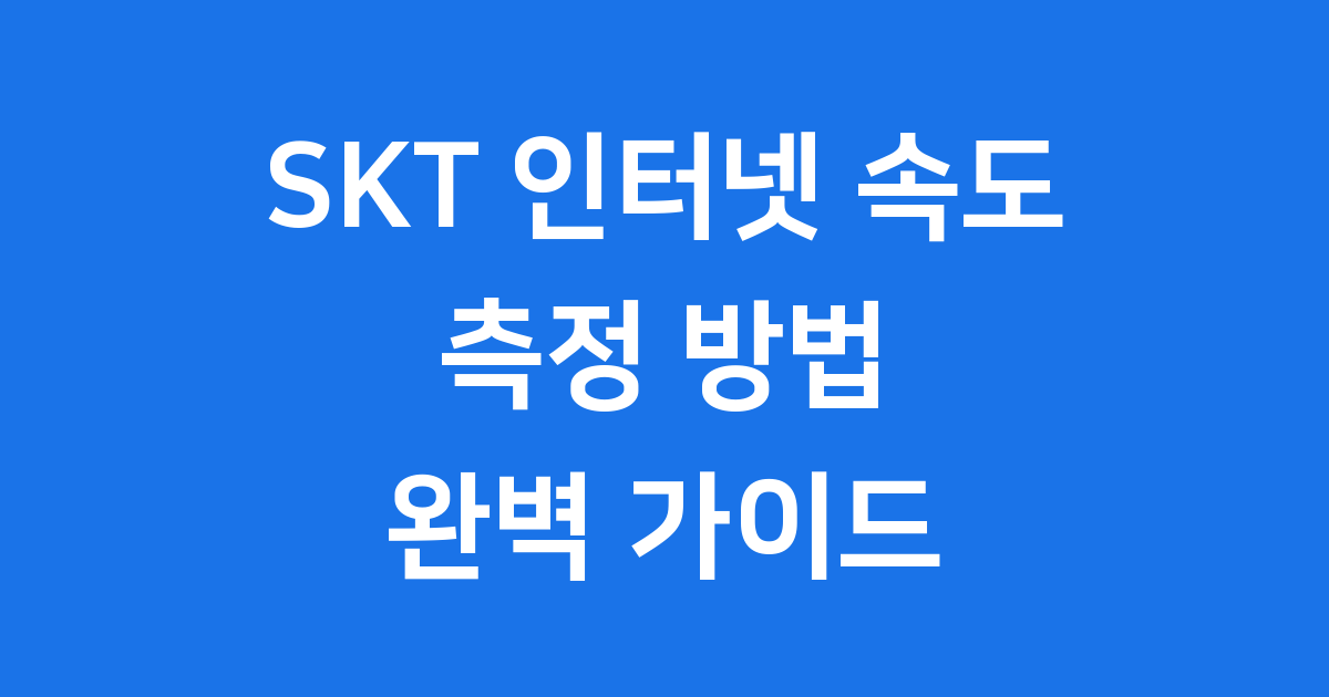 SKT 인터넷 속도 측정 쉽고 정확하게 확인