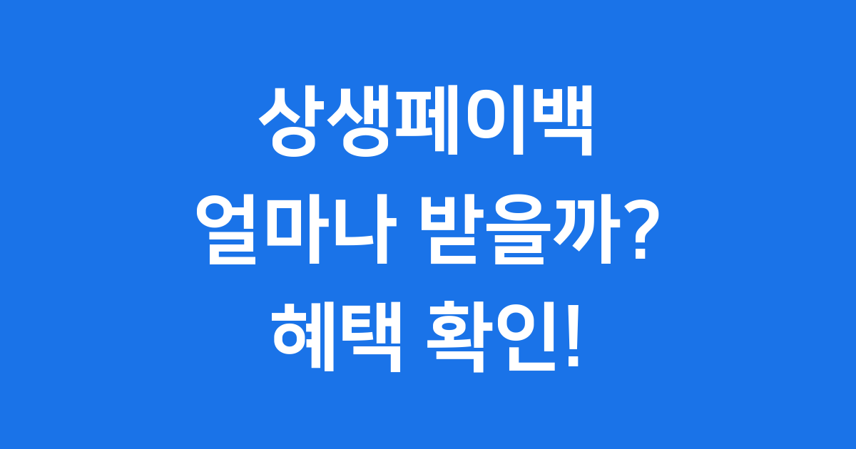 상생페이백 예상금액 계산 방법