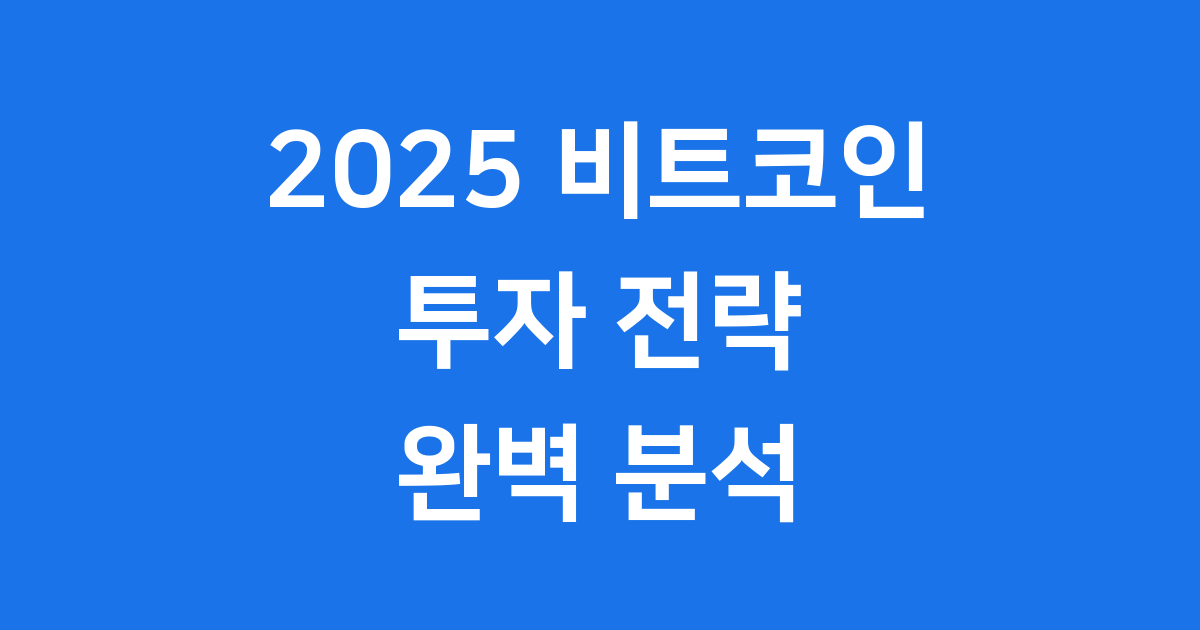 2025 비트코인 투자 전략과 시장 전망