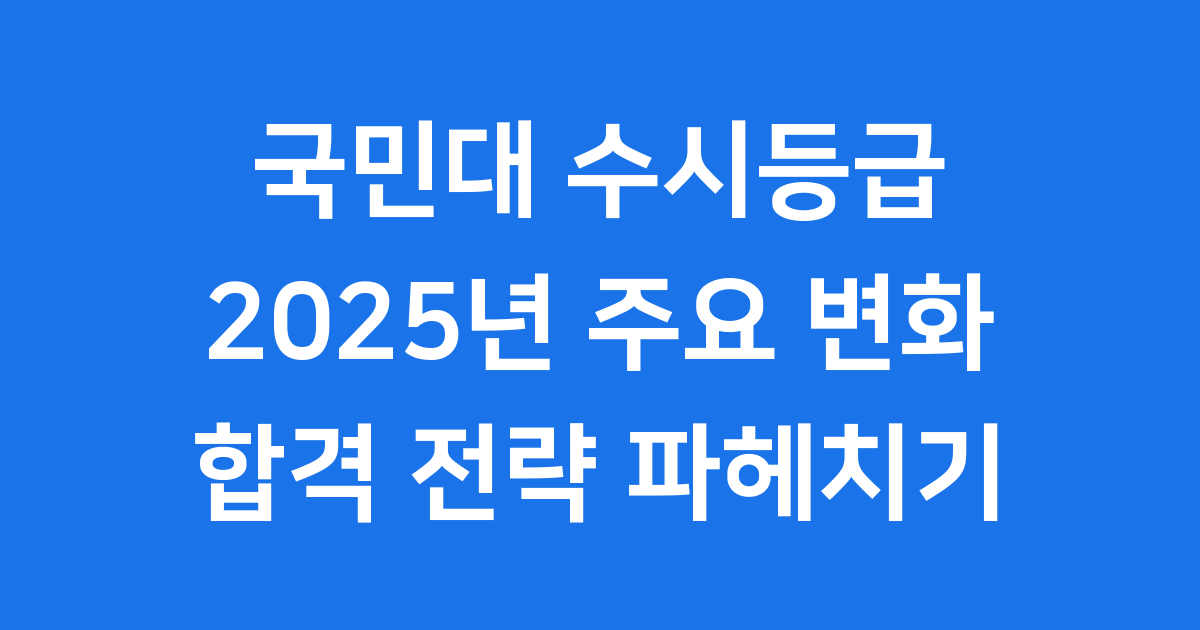 국민대 수시등급 2025년 전형 핵심 정보