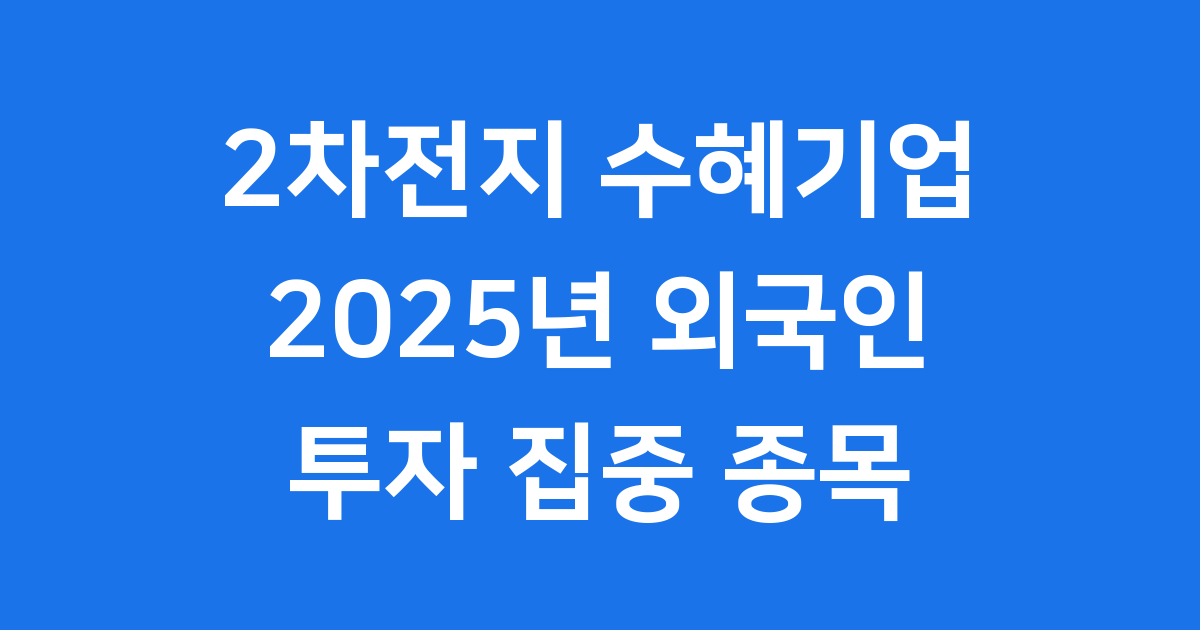 2025년 10월 2차전지 외인 대량 매수 수혜기업 공개