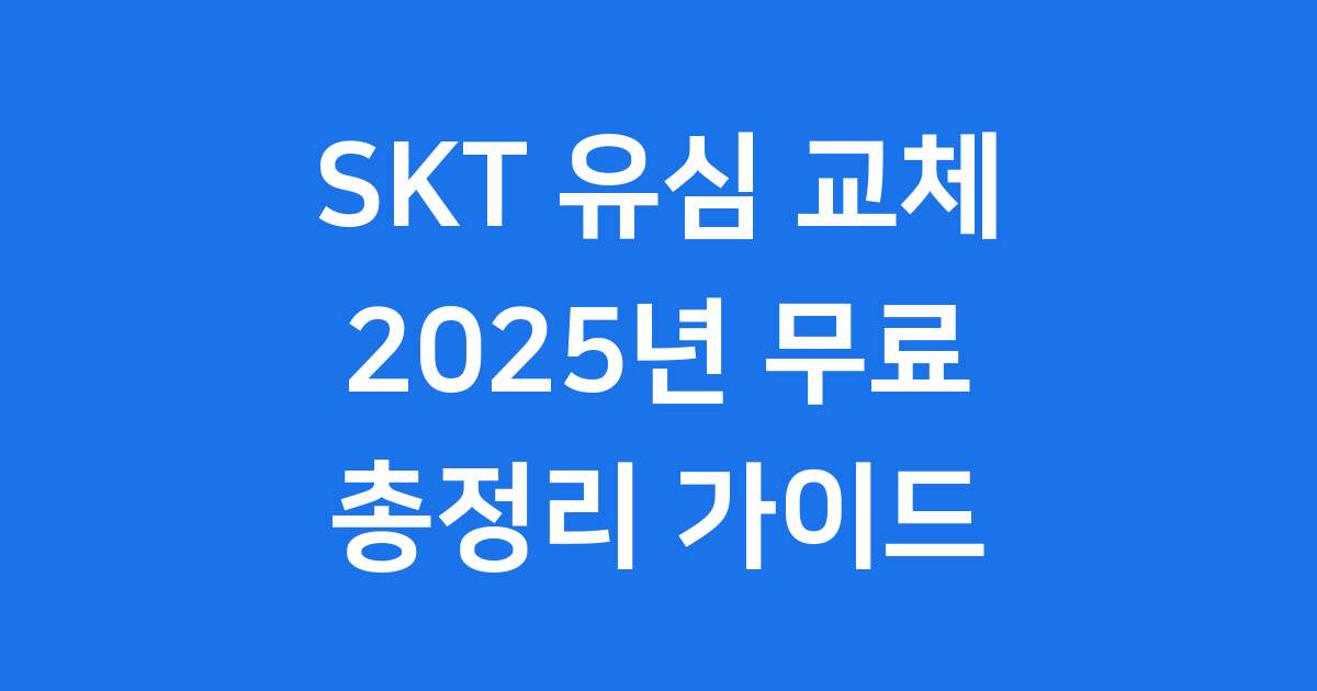 SKT 유심 교체 2025년 무료 방법 총정리