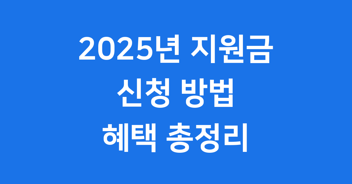 2025년 지원금 신청 방법 혜택 확인