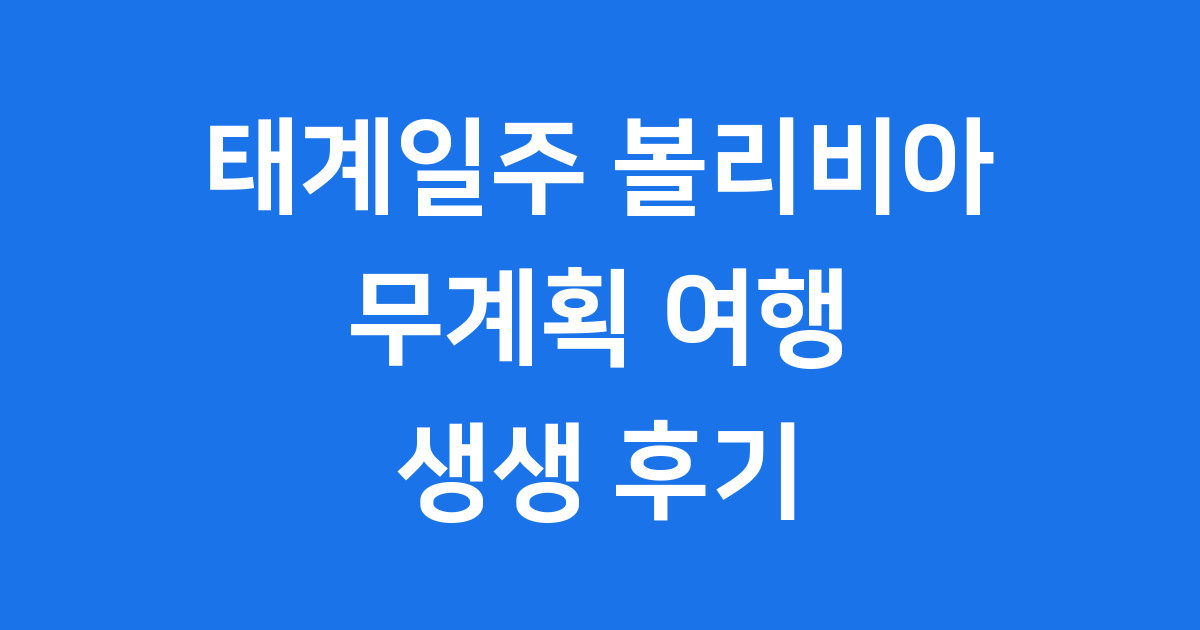 태계일주 볼리비아 여행 생생한 후기 지금 떠나요
