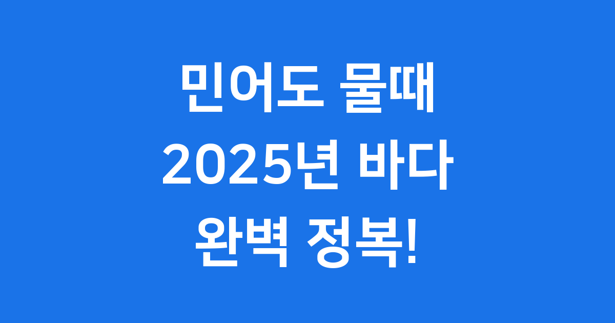 민어도 물때 2025년 낚시 안전 완벽 확인방법