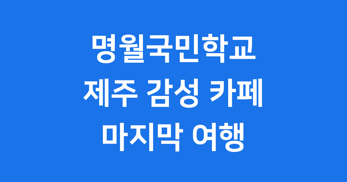 명월국민학교 제주 감성 카페 폐업 전 꼭 가봐야 할 이유