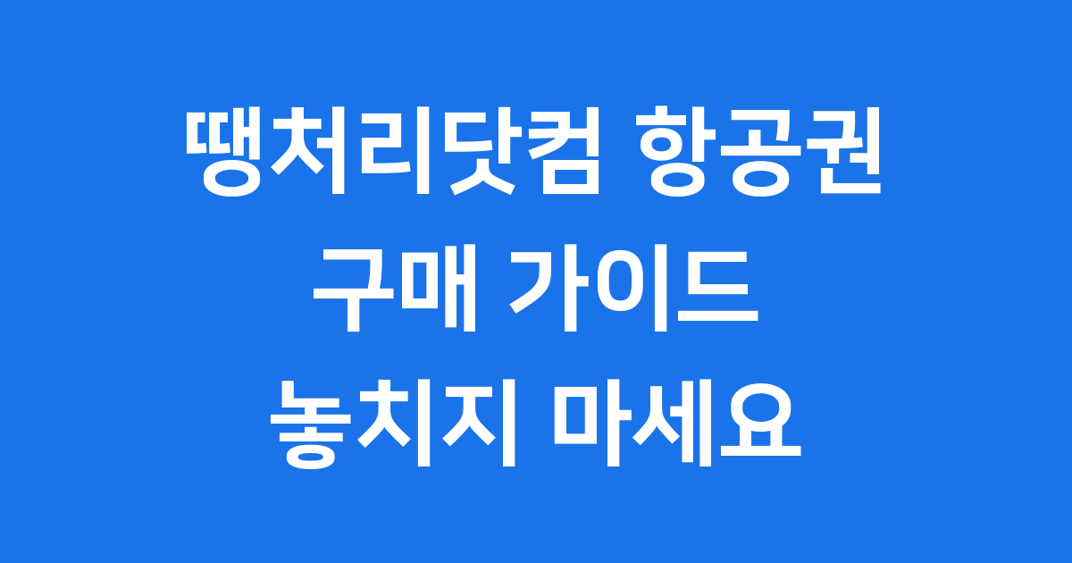땡처리닷컴 항공권 구매 가이드 장점 단점