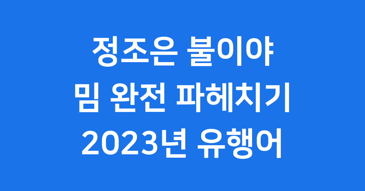 정조은 불이야 밈, 2023년 온라인 유행어 파헤치기
