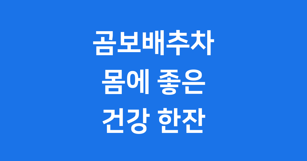 곰보배추차 완벽 가이드