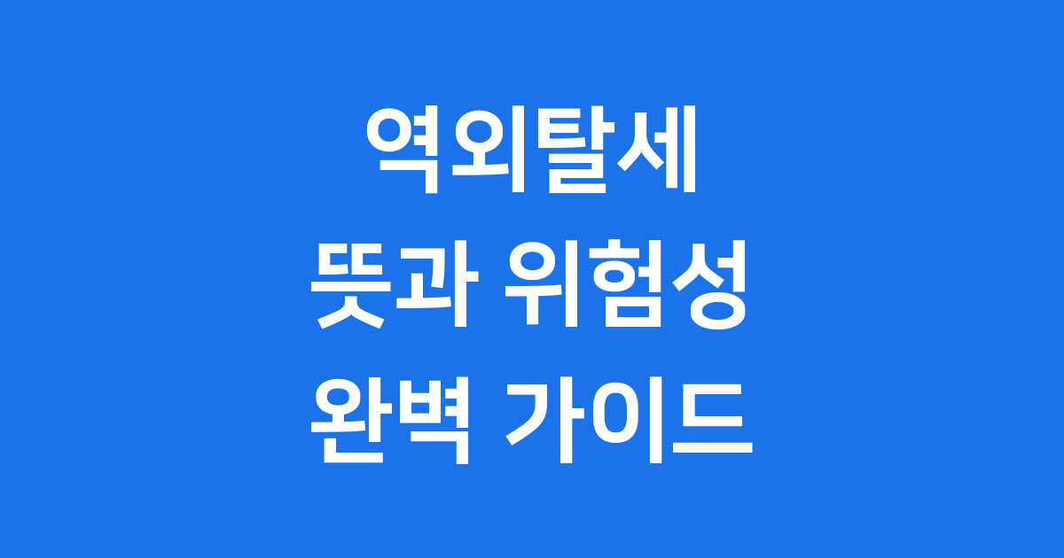 역외탈세 뜻과 개념 설명