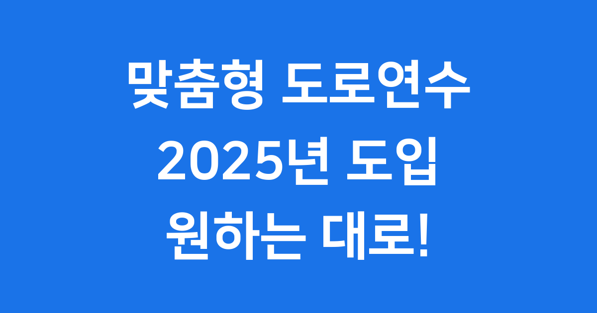 맞춤형 도로연수 2025년 원하는 차종 장소에서
