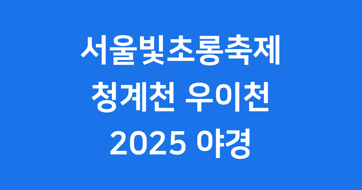 2025 서울빛초롱축제 청계천 야경 명소