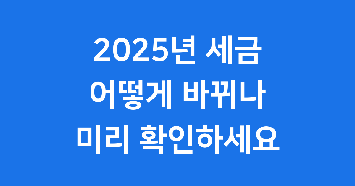 2025 달라지는 세금 제도