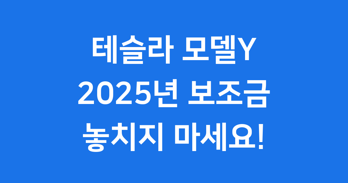 테슬라모델Y 2025년 보조금 신청방법 자격조건
