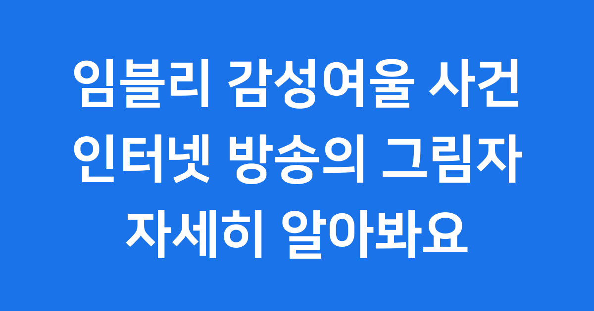 임블리 감성여울 사건 인터넷 방송의 그림자