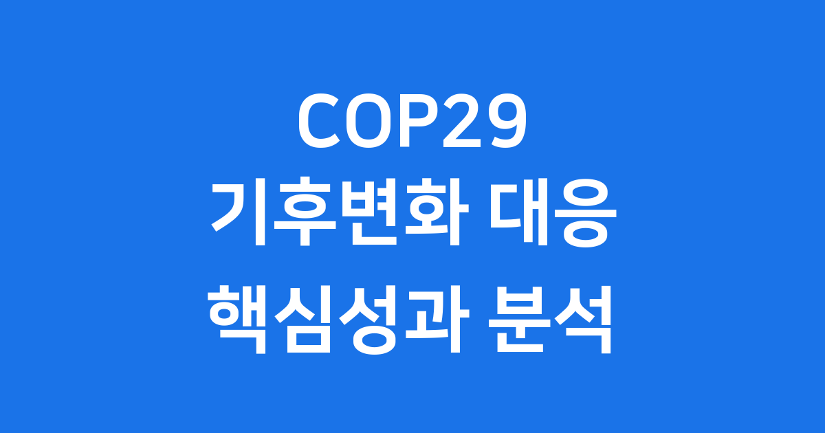 2025년 COP29 기후 금융과 탄소 거래 합의