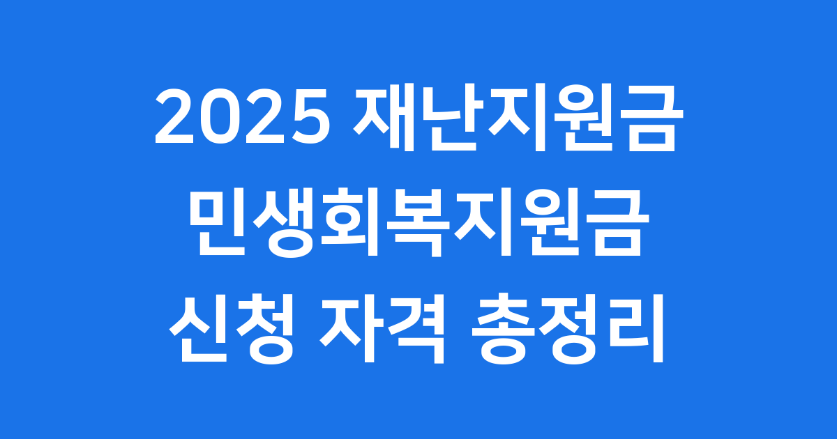 2025 재난지원금 민생회복지원금 신청 자격 총정리