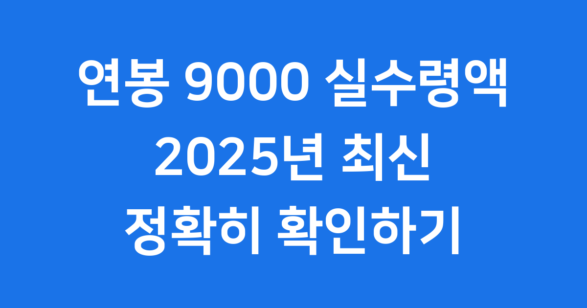 연봉 9000 실수령액 2025년 세금 공제 계산