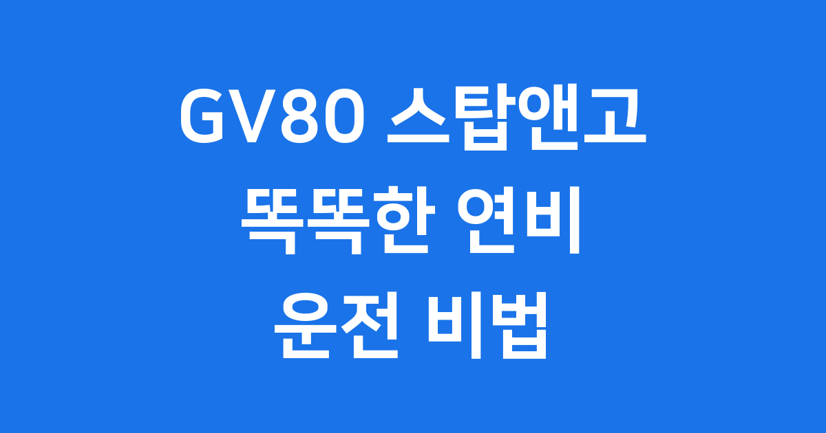 GV80 스탑앤고, 똑똑한 연비 운전 비법!