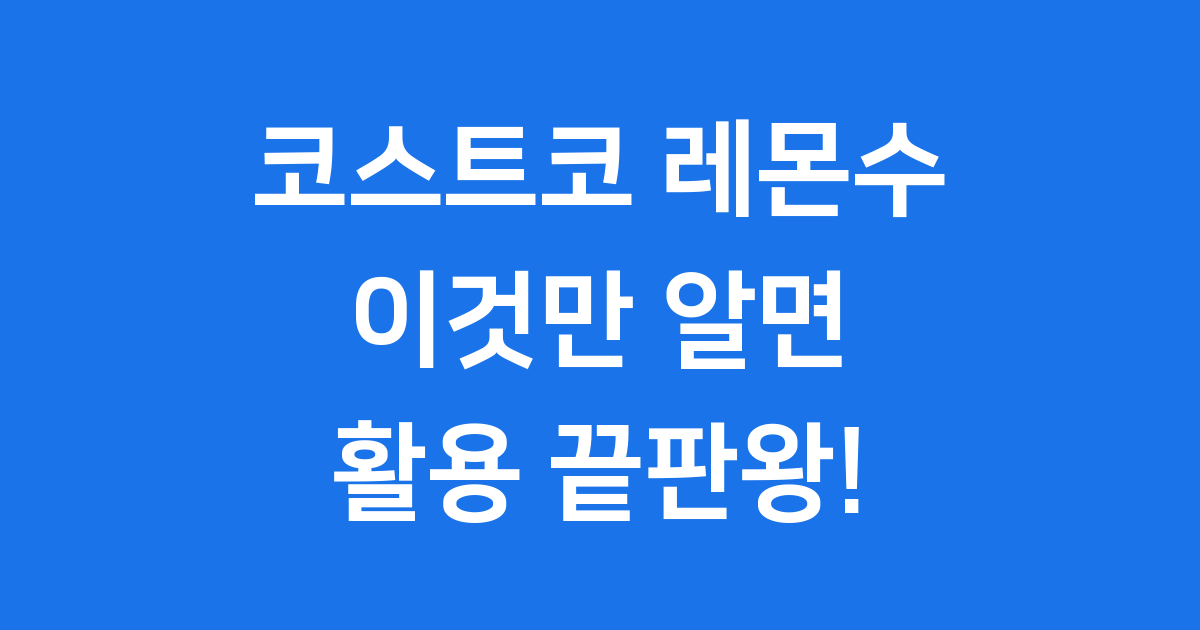 코스트코 레몬수 알찬 활용법 가격 구매 가이드