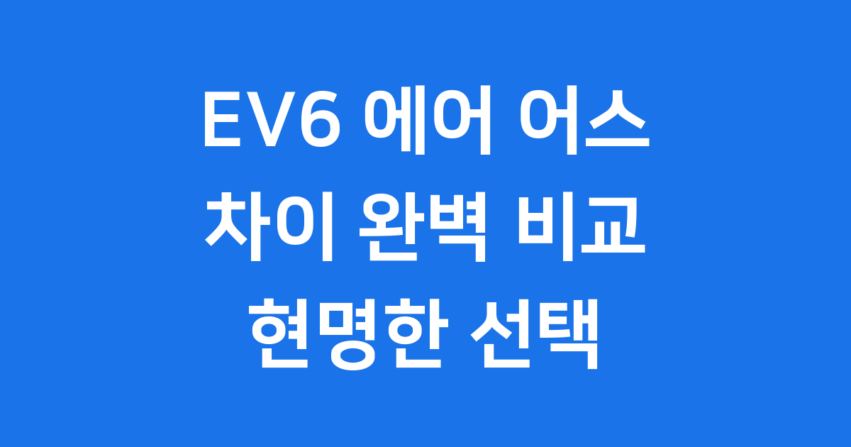 EV6 에어 어스 차이 2025년 현명한 선택