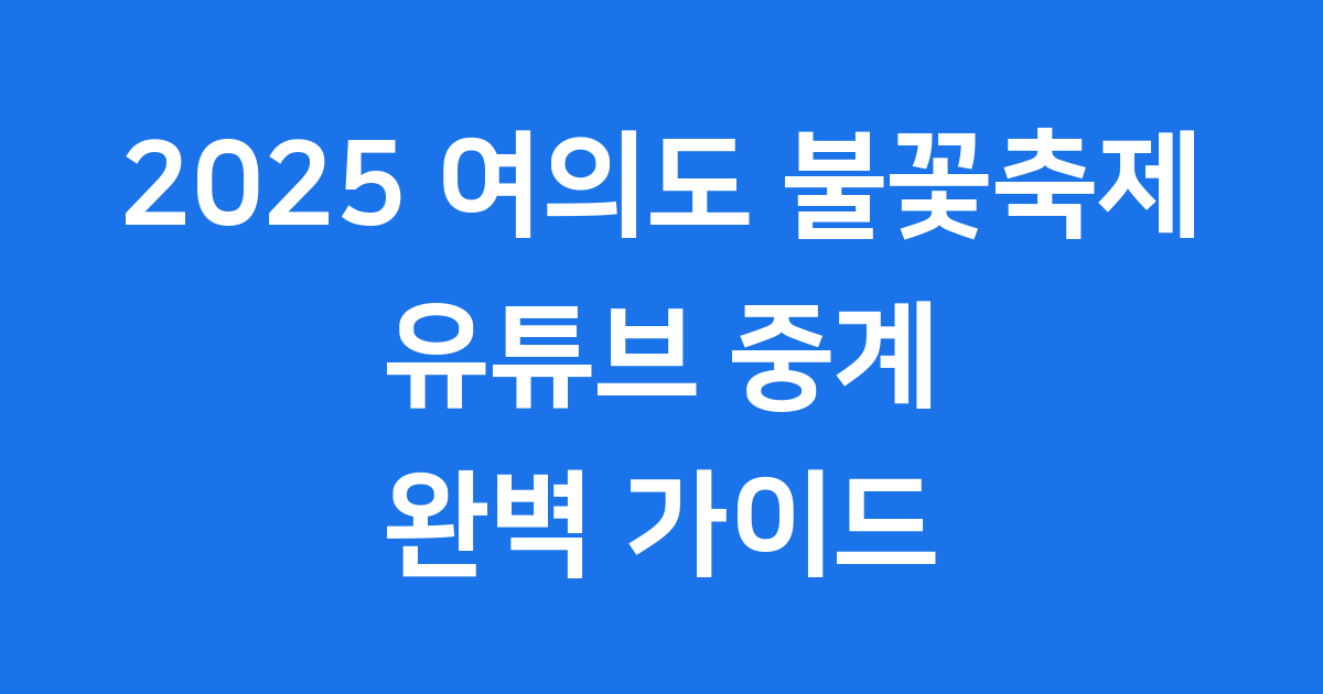2025 여의도 불꽃축제 유튜브 실시간 즐기기