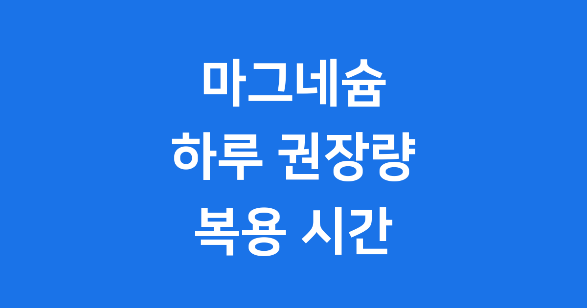 마그네슘 하루 권장량 복용 시간 완벽 가이드